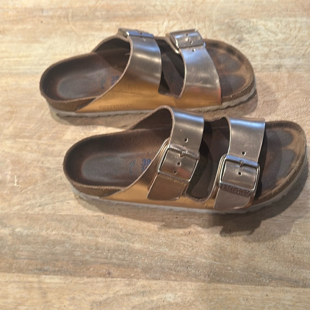 Rose gold leather Birkenstocks